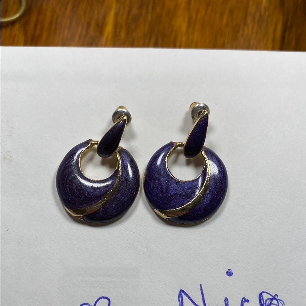 Elegant Purple and Gold Earrings